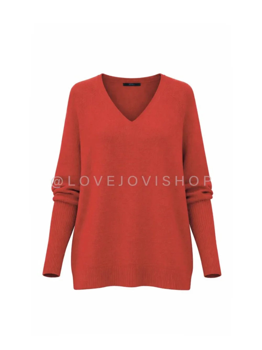 Sweater | Cashmere Blend V Neck Pullover Blood Orange Red M | J Brand Luxe Light - Picture 2 of 14